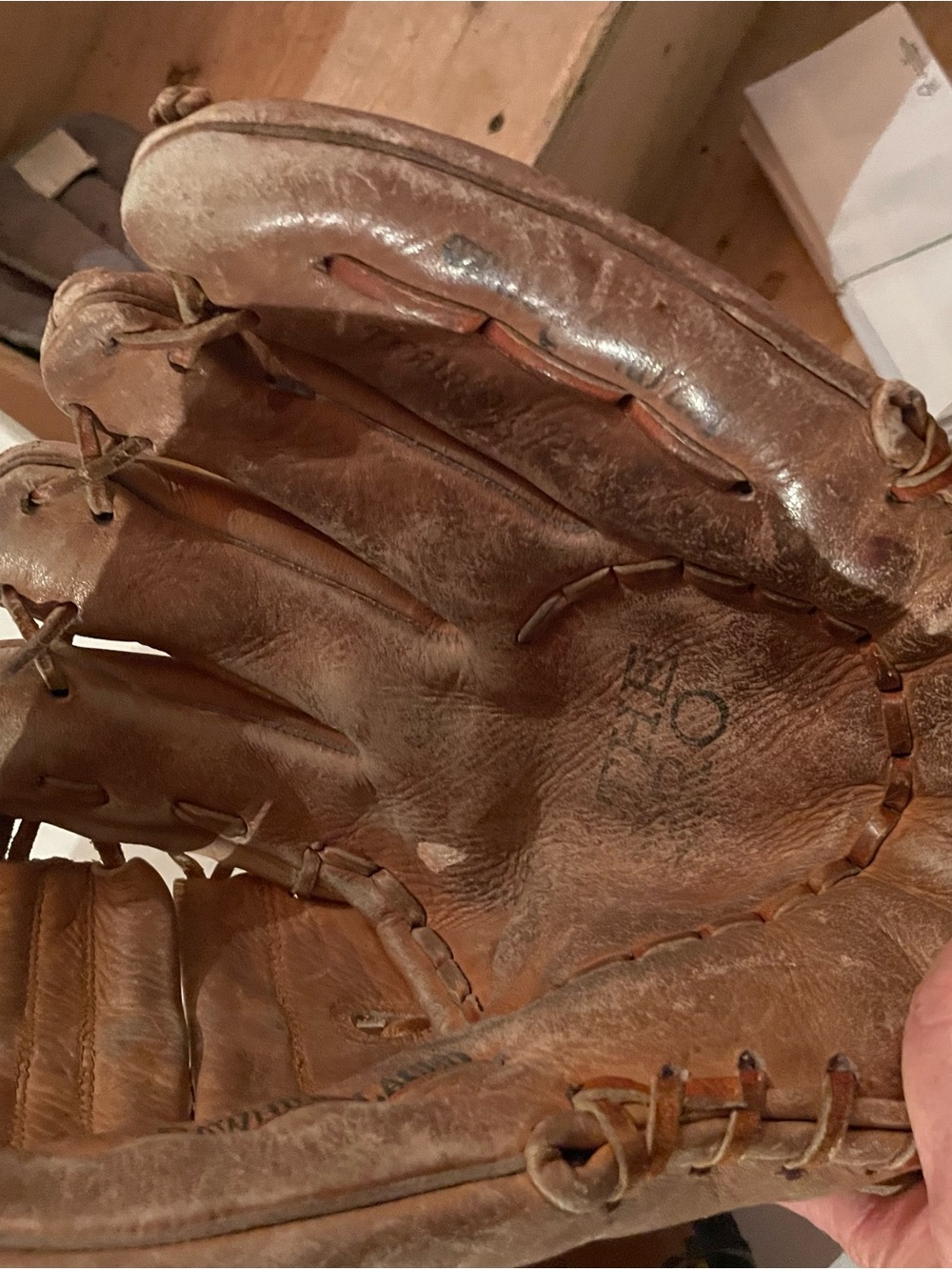 Tan and Black Leather Baseball Glove